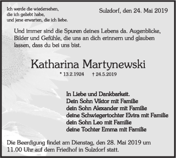 Traueranzeige von Katharina Martynewski von Haller Tagblatt