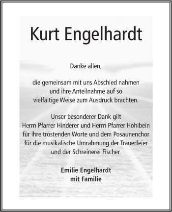 Traueranzeige von Kurt Engelhardt von Hohenloher Tagblatt