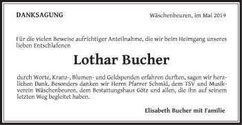 Traueranzeige von Lothar Bucher von NWZ Neue Württembergische Zeitung