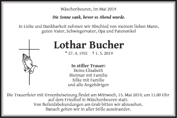 Traueranzeige von Lothar Bucher von NWZ Neue Württembergische Zeitung