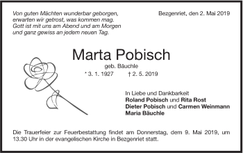 Traueranzeige von Maria Pobisch von NWZ Neue Württembergische Zeitung