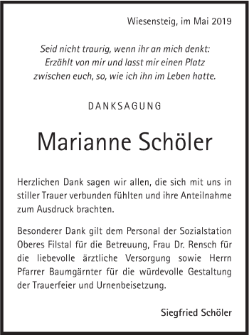 Traueranzeige von Marianne Schöler von Geislinger Zeitung