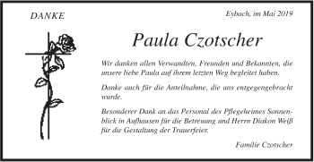 Traueranzeige von Paula Czotscher von Geislinger Zeitung