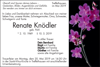 Traueranzeige von Renate Knödler von Geislinger Zeitung