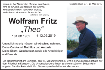 Traueranzeige von Wolfram Fritz von NWZ Neue Württembergische Zeitung