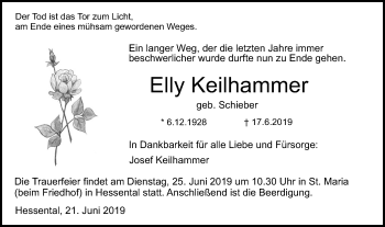 Traueranzeige von Elly Keilhammer von Haller Tagblatt