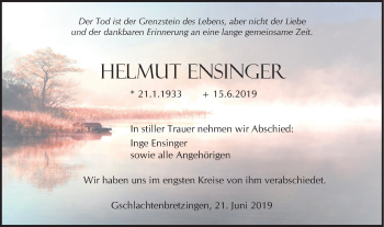 Traueranzeige von Helmut Ensinger von Haller Tagblatt