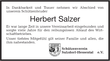 Traueranzeige von Herbert Salzer von Haller Tagblatt