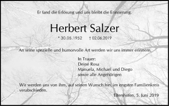 Traueranzeige von Herbert Salzer von Haller Tagblatt