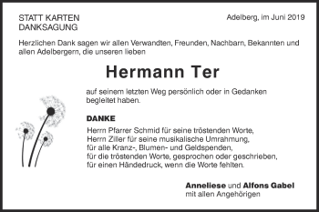 Traueranzeige von Hermann Ter von NWZ Neue Württembergische Zeitung