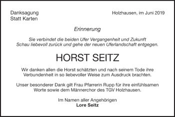 Traueranzeige von Horst Seitz von NWZ Neue Württembergische Zeitung