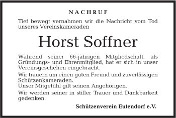 Traueranzeige von Horst Soffner von Rundschau Gaildorf