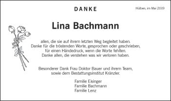 Traueranzeige von Lina Bachmann von Metzinger-Uracher Volksblatt