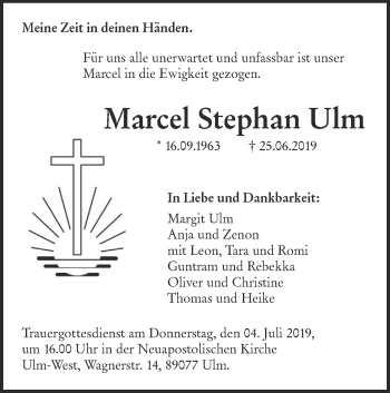 Traueranzeige von Marcel Stephan Ulm von SÜDWEST PRESSE Ausgabe Ulm/Neu-Ulm
