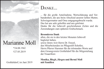 Traueranzeige von Marianne Moll von Haller Tagblatt