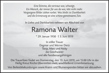 Traueranzeige von Ramona Walter von Alb-Bote/Metzinger-Uracher Volksblatt