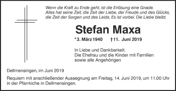 Traueranzeige von Stefan Maxa von SÜDWEST PRESSE Ausgabe Ulm/Neu-Ulm