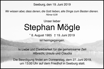 Traueranzeige von Stephan Mögle von Alb-Bote/Metzinger-Uracher Volksblatt