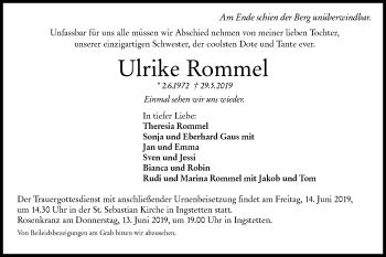 Traueranzeige von Ulrike Rommel von Ehinger Tagblatt