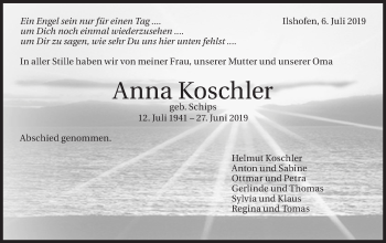 Traueranzeige von Anna Koschler von Haller Tagblatt