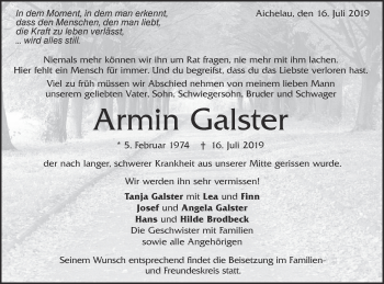 Traueranzeige von Armin Galster von Alb-Bote/Metzinger-Uracher Volksblatt