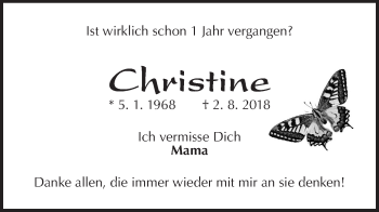 Traueranzeige von Christine Unckel von NWZ Neue Württembergische Zeitung