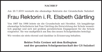 Traueranzeige von Elsbeth Gärtling von Haller Tagblatt