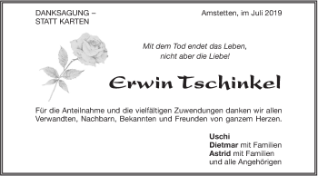 Traueranzeige von Erwin Tschinkel von Geislinger Zeitung