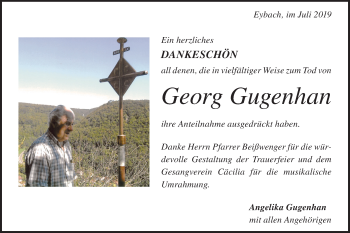 Traueranzeige von Georg Gugenhan von Geislinger Zeitung