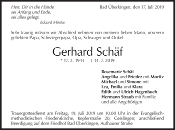 Traueranzeige von Gerhard Schäf von Geislinger Zeitung