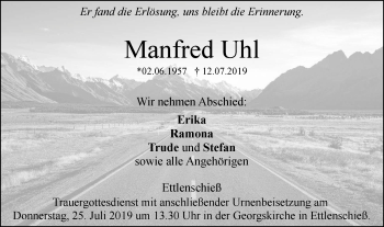 Traueranzeige von Manfred Uhl von Geislinger Zeitung