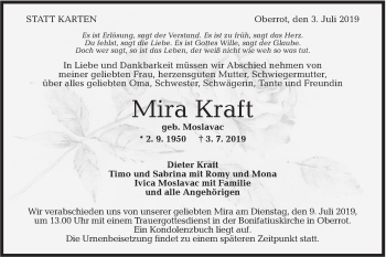 Traueranzeige von Mira Kraft von Rundschau Gaildorf