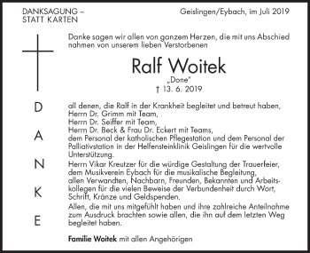 Traueranzeige von Ralf Woitek von Geislinger Zeitung