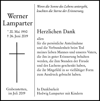 Traueranzeige von Werner Lamparter von Alb-Bote/Metzinger-Uracher Volksblatt