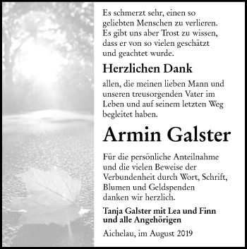 Traueranzeige von Armin Galster von Alb-Bote/Metzinger-Uracher Volksblatt