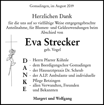 Traueranzeige von Eva Strecker von Alb-Bote/Metzinger-Uracher Volksblatt