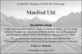 Traueranzeige von Manfred Uhl von Geislinger Zeitung