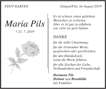 Traueranzeige von Maria Pils von Geislinger Zeitung