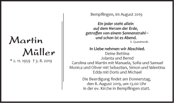 Traueranzeige von Martin Müller von Metzinger-Uracher Volksblatt