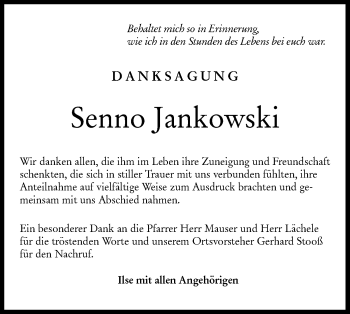 Traueranzeige von Senno Jankowski von Metzinger-Uracher Volksblatt