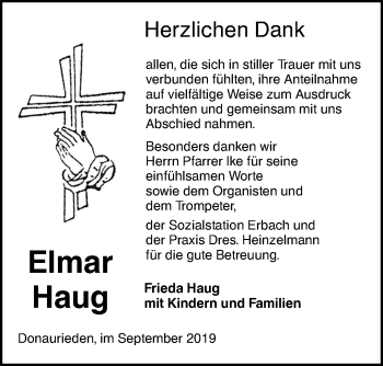 Traueranzeige von Elmar Haug von Ehinger Tagblatt