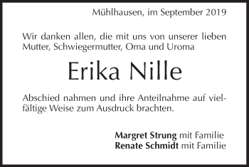 Traueranzeige von Erika Nille von Geislinger Zeitung