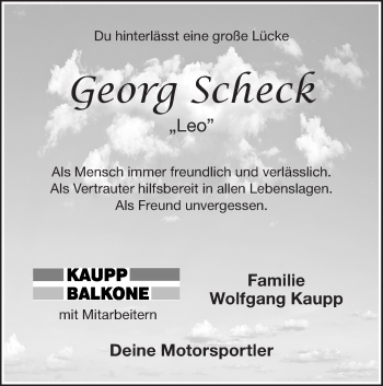 Traueranzeige von Georg Scheck von SÜDWEST PRESSE Ausgabe Ulm/Neu-Ulm