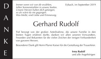 Traueranzeige von Gerhard Rudolf von Geislinger Zeitung