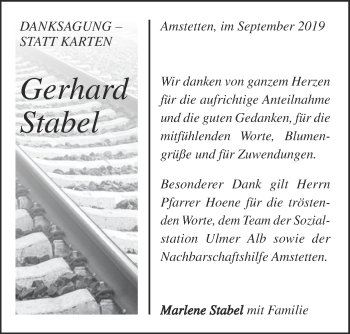 Traueranzeige von Gerhard Stabel von Geislinger Zeitung