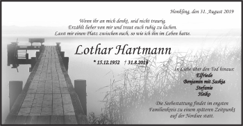 Traueranzeige von Lothar Hartmann von Rundschau Gaildorf