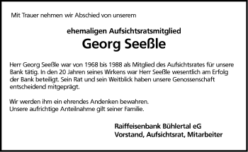 Traueranzeige von Georg Seeßle von Haller Tagblatt