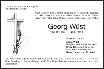 Traueranzeige von Georg Wüst von Haller Tagblatt