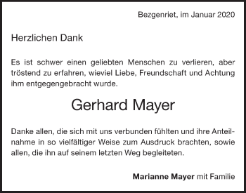 Traueranzeige von Gerhard Mayer von NWZ Neue Württembergische Zeitung