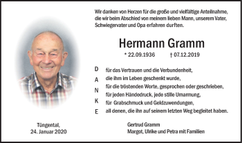 Traueranzeige von Hermann Gramm von Haller Tagblatt